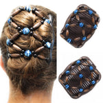 Wooden Hair Bun Maker, Pony Tail, Hair Clip, Hair for Everyday, Double Comb with Wooden Beads Holds Any Type of Hair