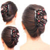 Hair Jewelry Red Flower Hair Clip for Thick, Long and Average Type of Hair, Decorative Double Combs for Making Bun, French Twist, PonyTail,