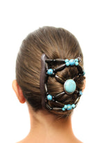 Turquoise Flower Hair Clip, Hair Jewelry, Hair  Accessories for Women, French Twist, Pony Tail, Thick, Long, Average Hair Holds Hair all day