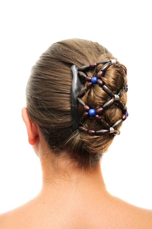 Wooden hair comb clip for easy Hair Style, Lightweight Accessory for Bun, French Twist, Ponytail and Braids, Natural High quality Beads.