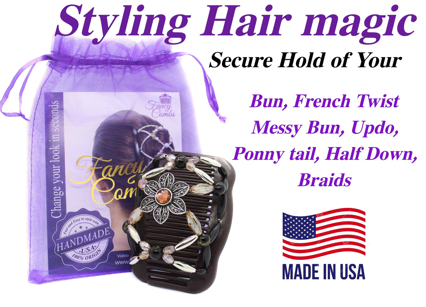 Fine Hair Clip that made for women with shoulder length, thin or fine type pf hair. Decorative Hair combs that won&#39;t slide out.