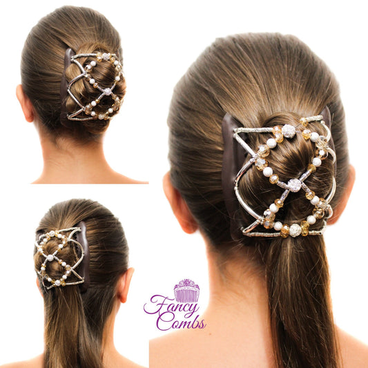 Christmas Gift for Her, Hair Accessory, Bun Maker for Thin, Fine or Shoulder Length Hair UP Holder, Gift for Her, Champagne Color