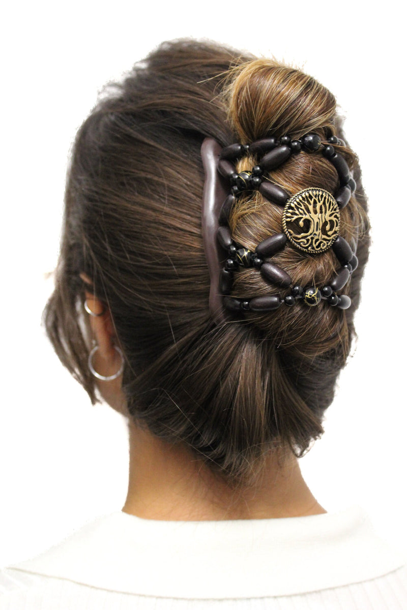 Tree of Life Hair Accessory, Minimalist Hair Clips for Women, Double Magic Wooden Combs, Great for Bun Maker, Ponytail, Lightweight Combs
