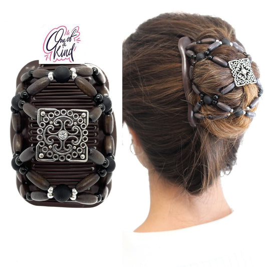 Christmas Gift for Women and Girls, Decorative Double Sided Hair Comb Clip for Thin, Thick, Long or Short Hair Types, Bun Holder, Claw Clip