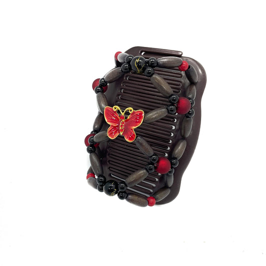 Red Wooden Hair Comb Clip Women's Accessory for Thick, Thin, Long and Short Hair Types, Updo, Bun, French Twist, Comfortable Than Claw Clip