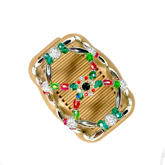 Christmas Hair Accessory for Women and Girls, Christmas Party Hair Decoration, Red and Green Double Hair Comb Clip, Christmas Hair Jewelry